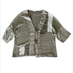 Stefani Size XXL linen blend cardigan sweater made in Europe